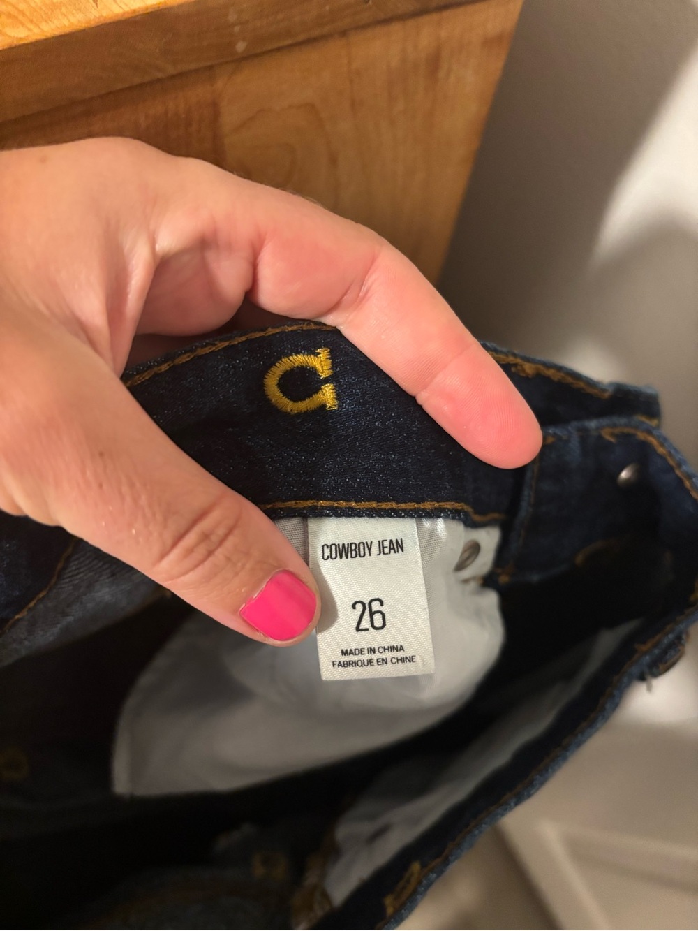 URBAN OUTFITTERS BDG High-Waisted Cowboy Jeans Horseshoe Dark Blue Denim Size 26 - Picture 9 of 13